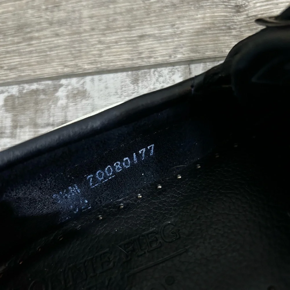 Ronnie Fieg x Sebago Leather docksiders Boat Shoes navy & grey Buckle